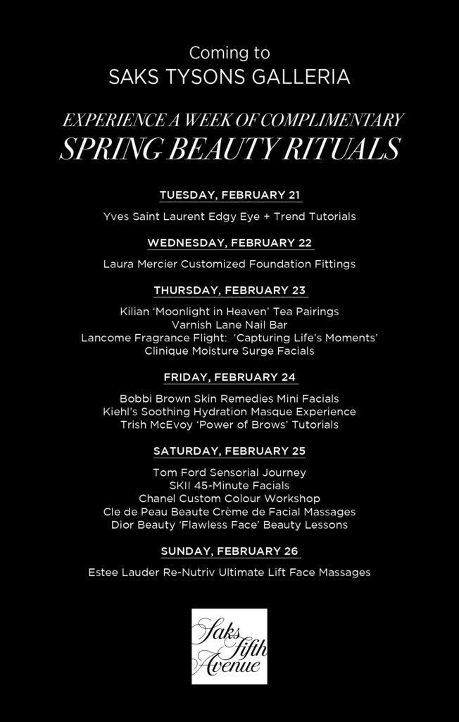Saks Spring Beauty Week Schedule 